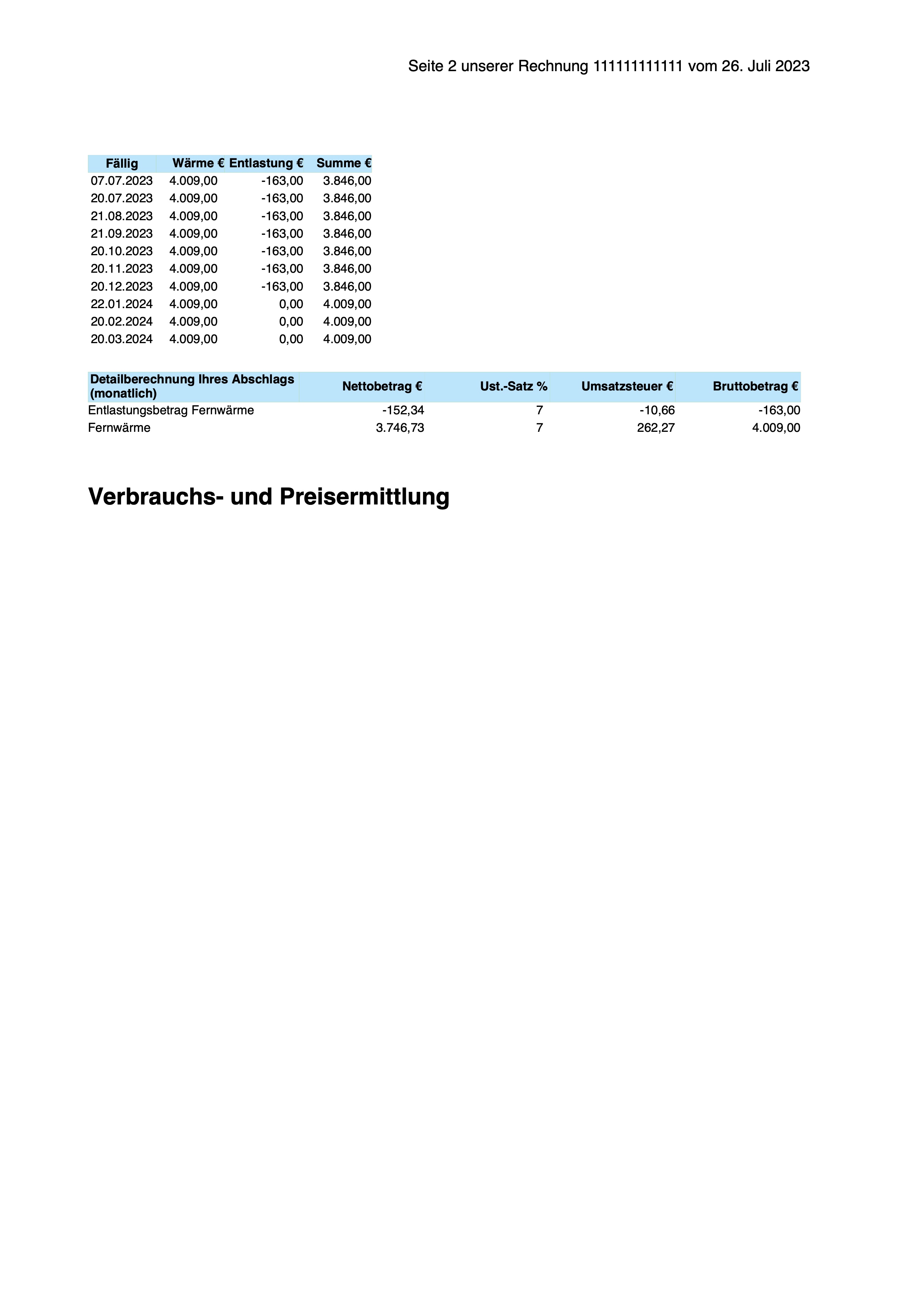 Musterrechnung Fernwärme – Seite 2